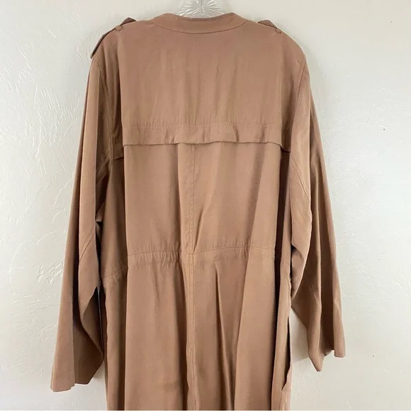 Lane Bryant Size 26/28 Khaki Tan Full Sleeve Open Long Trench Coat Jacket - Picture 3 of 7